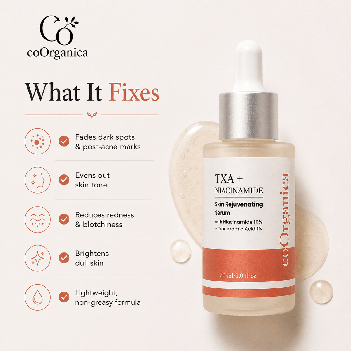 coOrganica TXA + Niacinamide Serum with tranexamic acid and niacinamide
