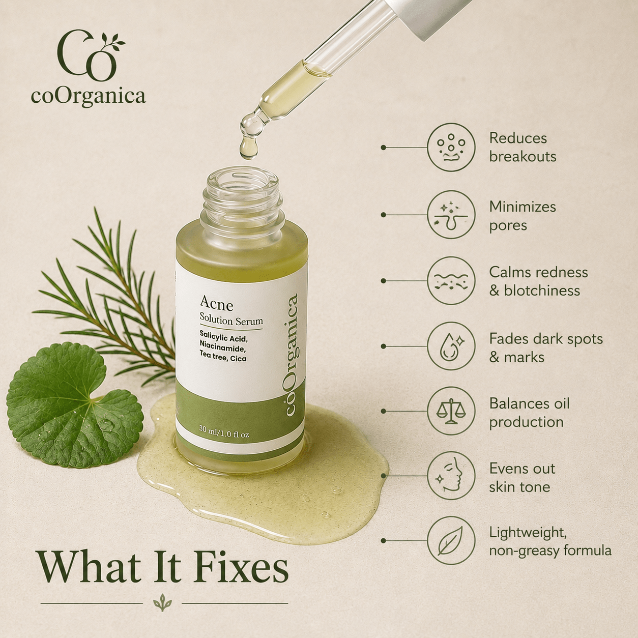 coOrganica Acne Solution Serum with niacinamide and salicylic acid